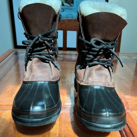 Vtg Sorel Bighorn Kaufman Snow Boots, Brwn Artic Ice, Wide, Excellent Condition
